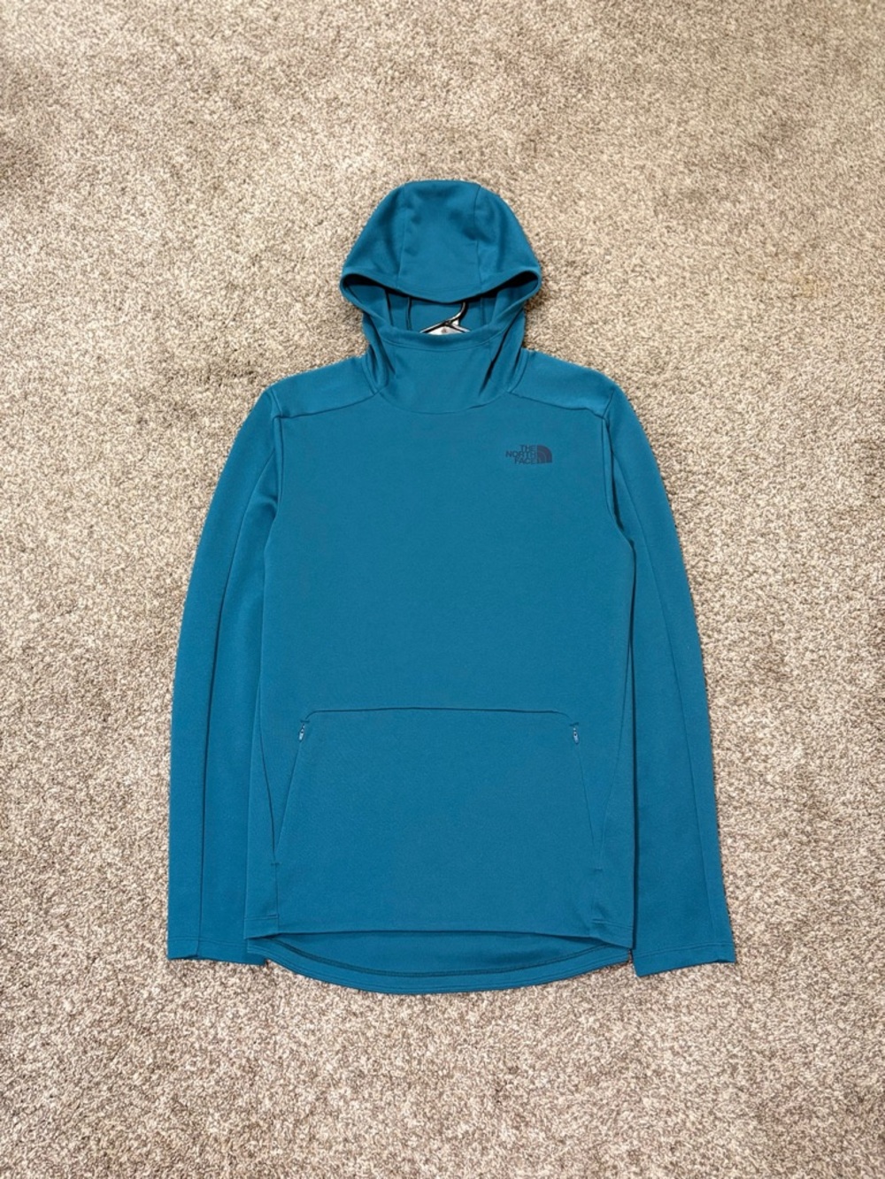 The North Face Jacket Echo Rock Hoodie Pullover Fleece Sweatshirt Blue Teal S